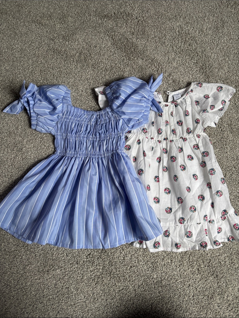 Habitual Blue & White Striped Off-Shoulder Dress w/ Old Navy Floral White Dress